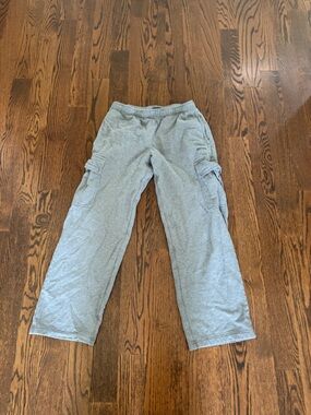 Aritzia Light Gray Terry Wide Leg Cargo Pants